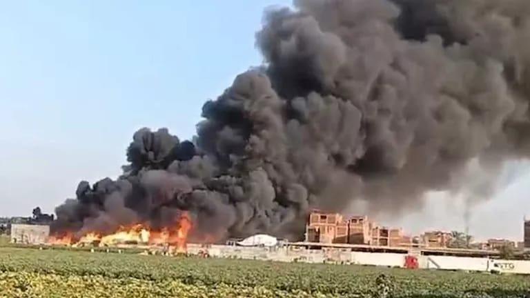 حريق هائل داخل مصنع لتصدير البرتقال بالشرقية وإصابة 10 أشخاص